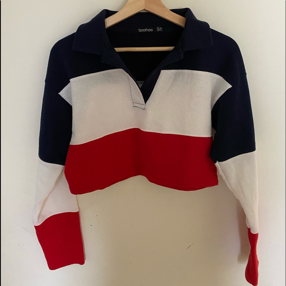 boohoo tri colored crop top